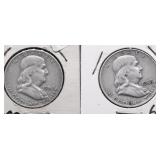TWO FRANKLIN HALF DOLLARS