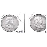 TWO FRANKLIN HALF DOLLARS
