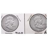 TWO FRANKLIN HALF DOLLARS