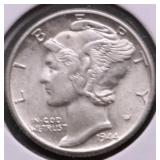 1944 GEM BU MERCURY DIME