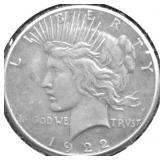 1922 S PEACE DOLLAR VF