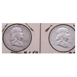 TWO FRANKLIN HALF DOLLARS