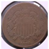 1870 TWO CENT PIECE VG