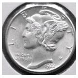 1944 D CHOICE BU MERCURY DIME