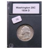 1934 D CHOICE BU WASHINGTON QUARTER