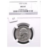 1937 S NGC MS64 WASHINGTON QUARTER
