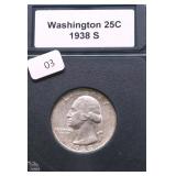 1938 S  CHOICE BU WASHINGTON QUARTER