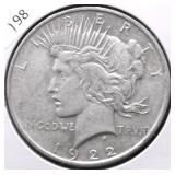 1922 PEACE DOLLAR XF