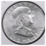 1960 GEM BU FBL FRANKLIN  HALF DOLLAR