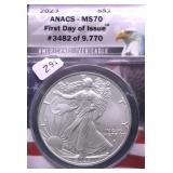 2023 ANACS  MS70 SILVER EAGLE