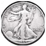 1939 D WALKING HALF DOLLAR VF