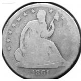 1861 O SEATED HALF DOLLAR G