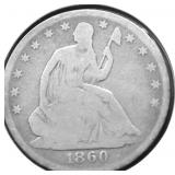 1860 O SEATED HALF DOLLAR VG