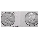 TWO FRANKLIN HALF DOLLARS