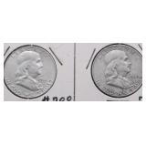 TWO FRANKLIN HALF DOLLARS