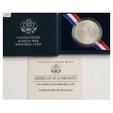 KOREAN WAR SILVER DOLLAR W BOX PAPERS GEM