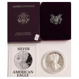 1992 PROOF SILVER EAGLE W BOX PAPERS