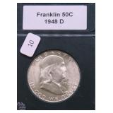 1948 D CHOICE BU FBL FRANKLIN HALF DOLLAR