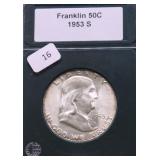 1953 S GEM BU FRANKLIN HALF DOLLAR