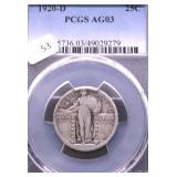1920 D PCGS AG 3 STANDING QUARTER