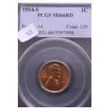 1954 S PCGS MS66 RED LINCOLN CENT