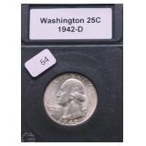 1942 D GEM BU WASHINGTON QUARTER