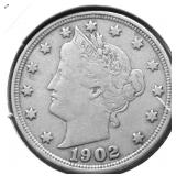 1902 V NICKEL VF