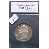 1981 S TYPE 2 PROOF WASHINGTON QUARTER