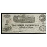 1862 100 $ CONFEDERATE NOTE AU