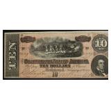1864 10 $ CONFEDERATE NOTE AU