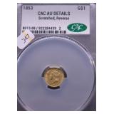 1853 CACAU DETAILS GOLD DOLLAR TYPE 1