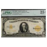 PMG VF25 EPQ 1922 10 $ GOLD CERTIFICATE