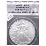 2010 ANACS  MS70 SILVER EAGLE