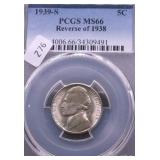 1939 S REV 39 PCGS MS66 JEFFERSON NICKEL