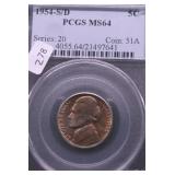 1954  S/D PCGS MS64 JEFFERSON NICKEL