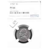 1950 NGCV PROOF 66 JEFFERSON NCIKEL