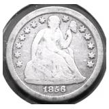 1856 SM DATE SEATED DIME VG