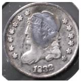 1832 HALF DIME XF  NICE TONING