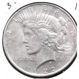 1922 PEACE DOLLAR AU