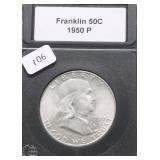 1950 GEM BU FBL FRANKLIN HALF DOLLAR