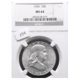 1956 NGC MS64 FRANKLIN  HALF DOLLAR