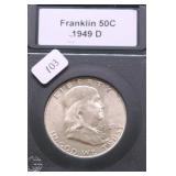 1949 D CHOICE BU FBL FRANKLIN HALF DOLLAR