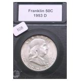 1953 D CHOICE BU FBL FRANKLIN HALF DOLLAR