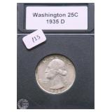 1935 D CHOICE AU WASHINGTON QUARTER