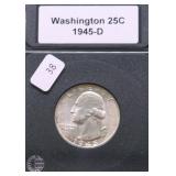 1945 D SUPURB GEM WASHINGTON QUARTER