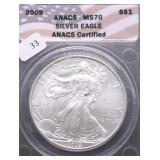 2009 ANACS  MS70 SILVER EAGLE