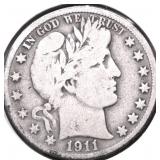 1911 S BARBER HALF DOLLAR VG