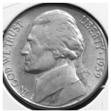 1939 S JEFFERSON NICKEL CHOICE BU
