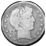 1905 S BARBER HALF DOLLAR VG