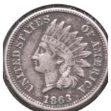 1863 INDIAN HEAD CENT VF